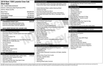 2018 RAM 1500 Laramie Crew Cab 4x4 5'7" Box