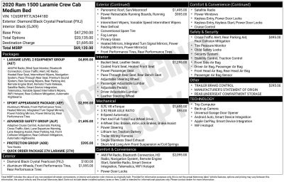 2020 RAM 1500 Laramie Crew Cab 4x4 6'4" Box