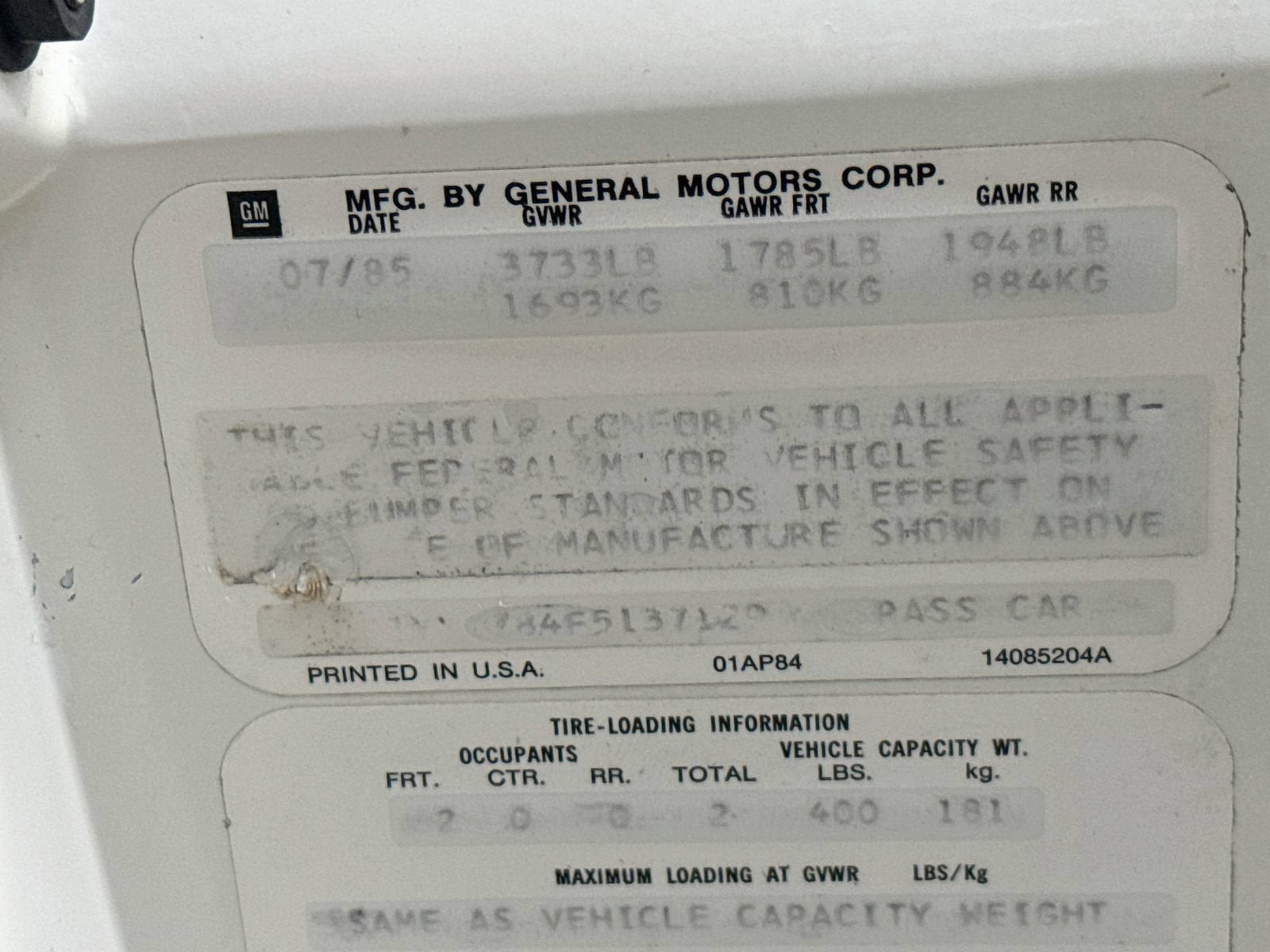 1985 Chevrolet Corvette 2dr Hatchback Coupe