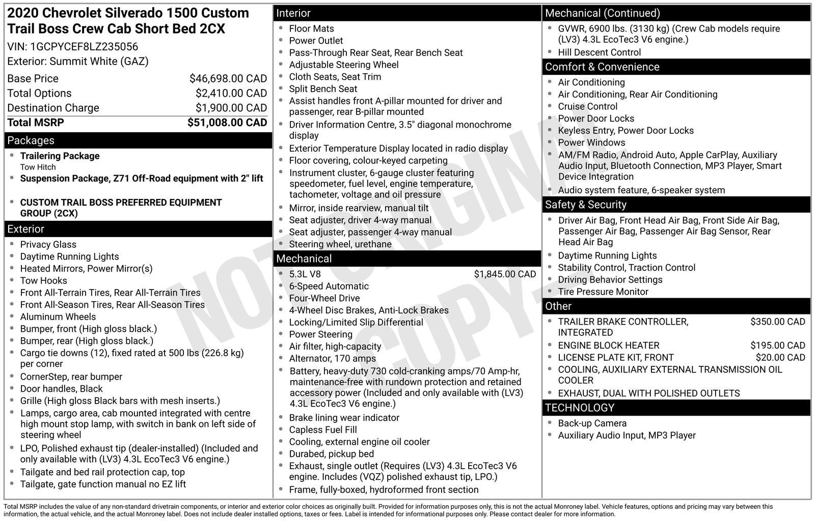 2020 Chevrolet Silverado 1500 Custom Trail Boss