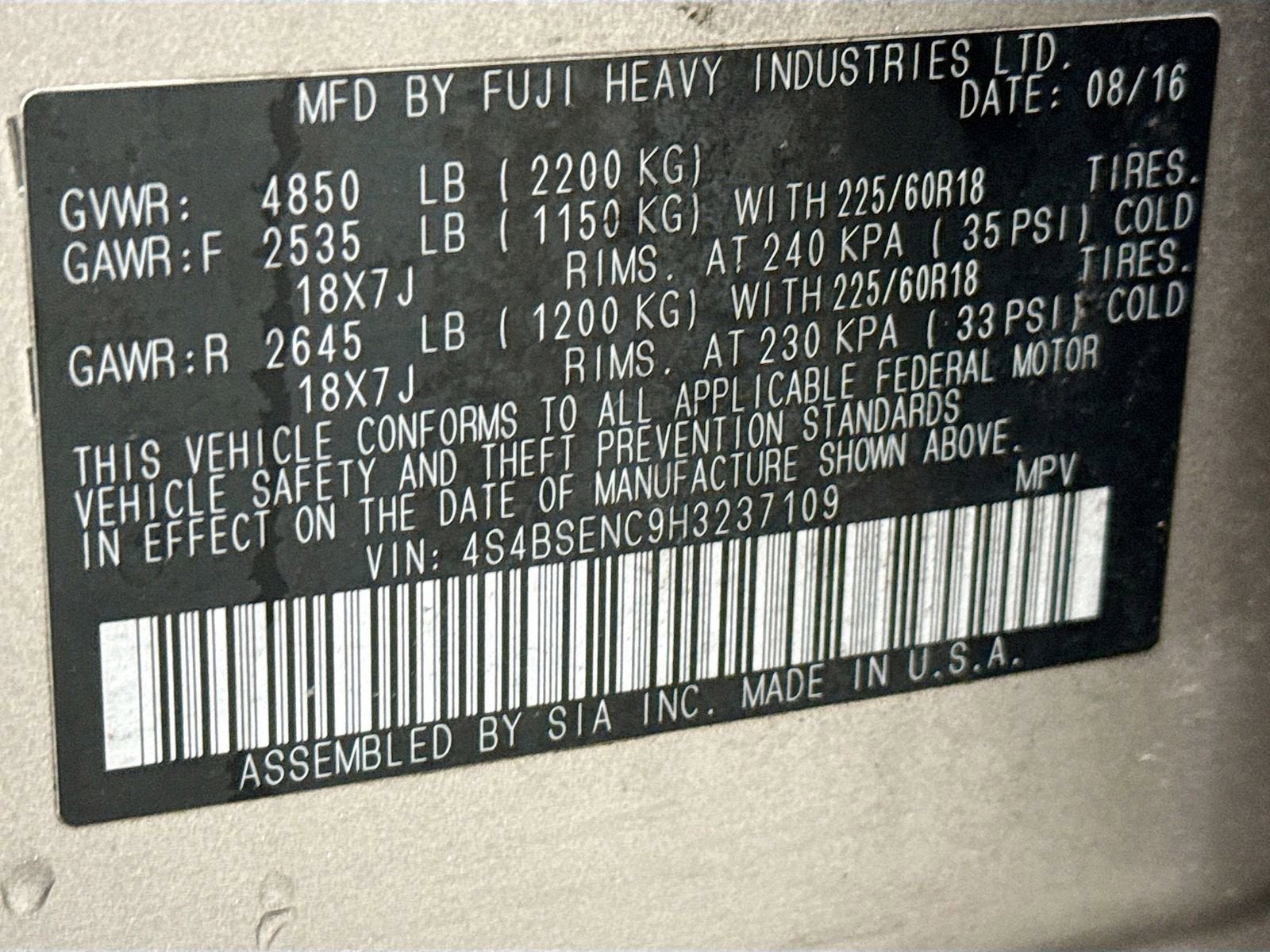 2017 Subaru Outback 3.6R Limited