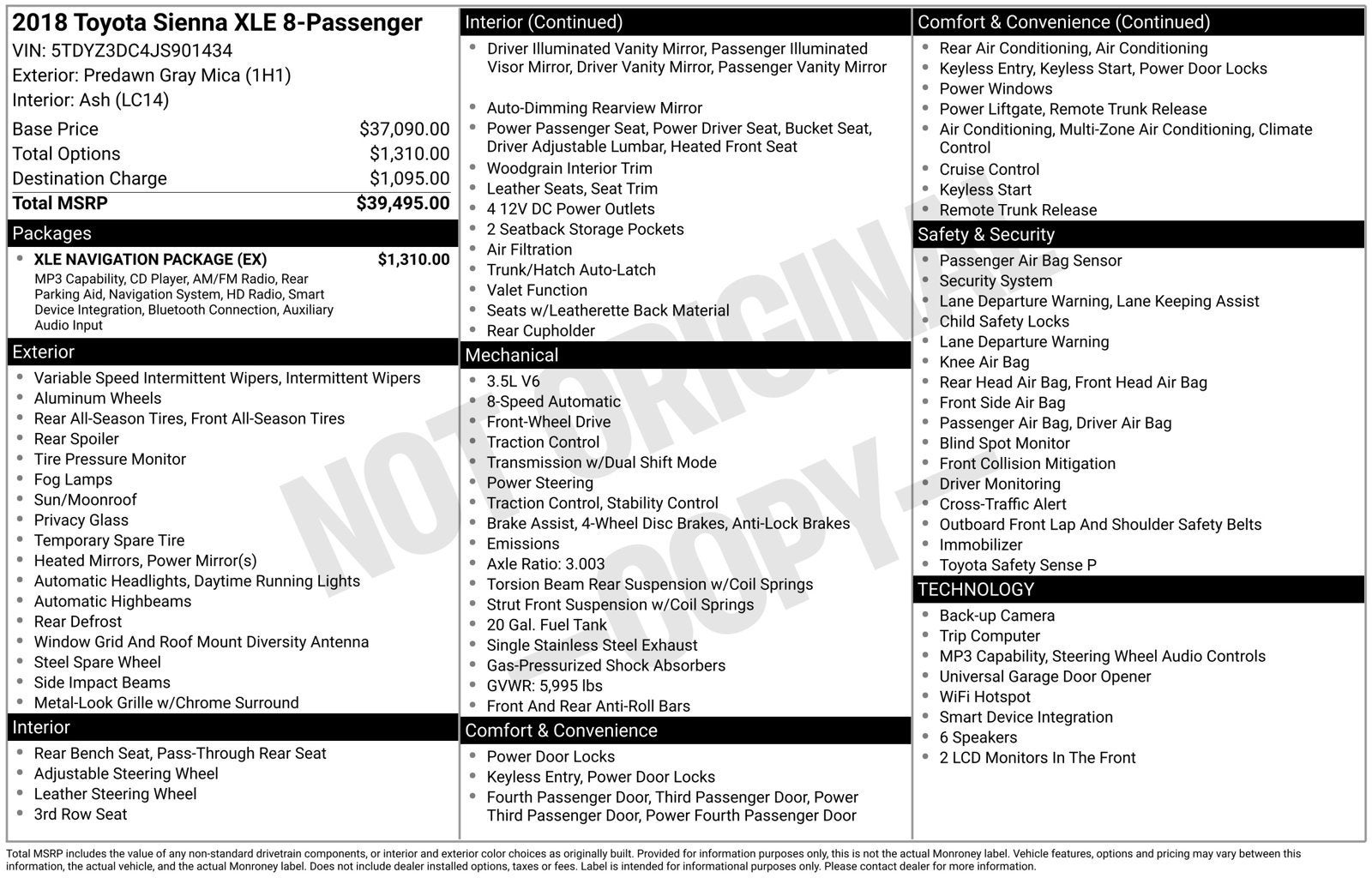 2018 Toyota Sienna XLE Auto Access Seat