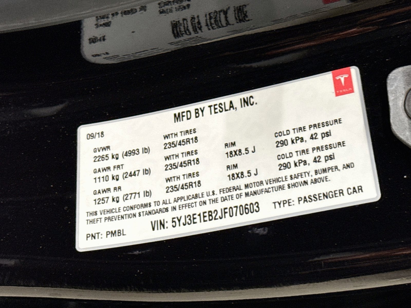 2018 Tesla Model 3 Long Range