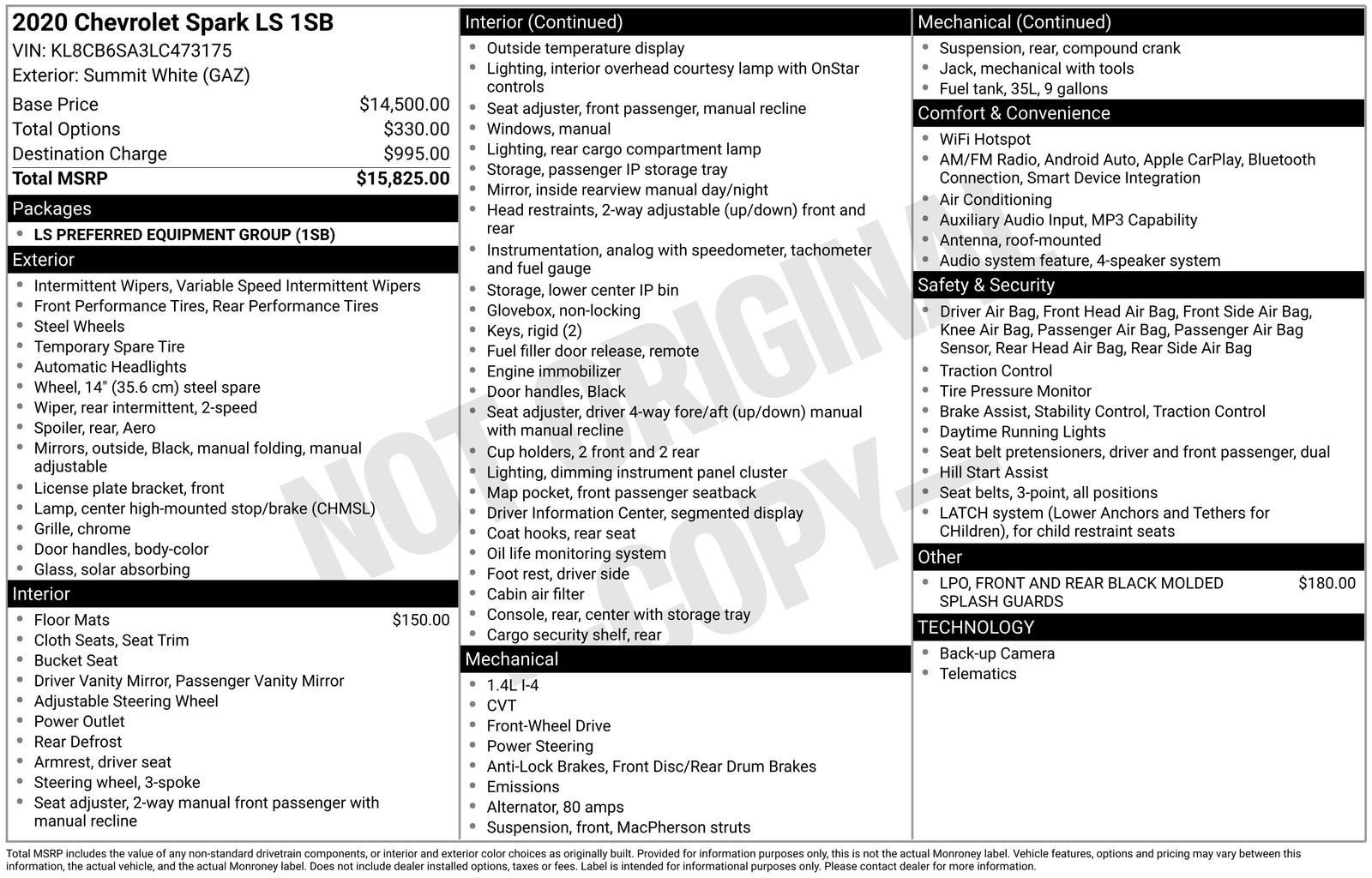 2020 Chevrolet Spark LS