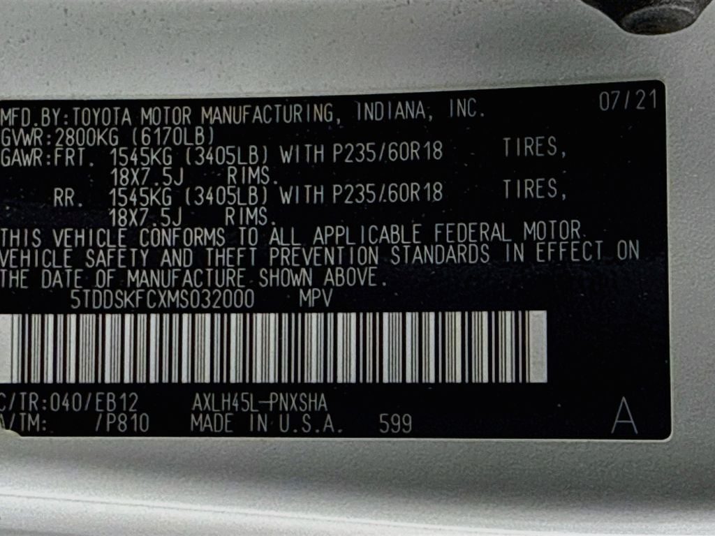 2021 Toyota Sienna XSE 7 Passenger
