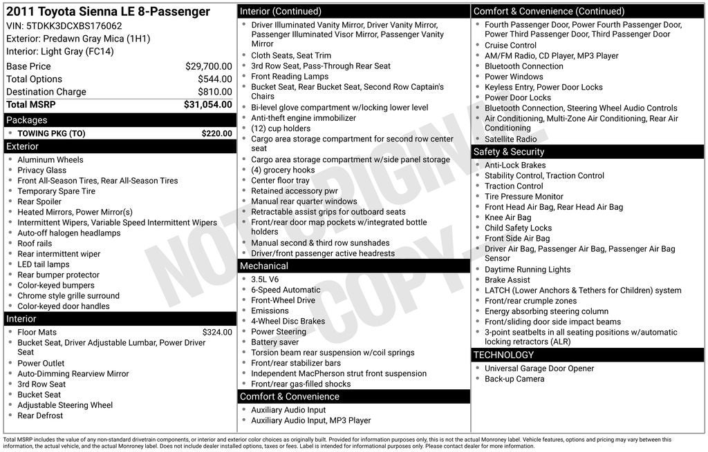 2011 Toyota Sienna LE Mobility Auto Access
