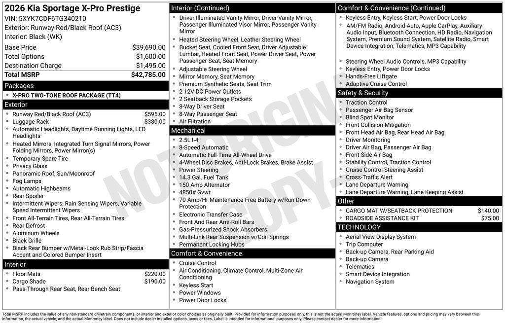 2026 Kia Sportage X-Pro Prestige