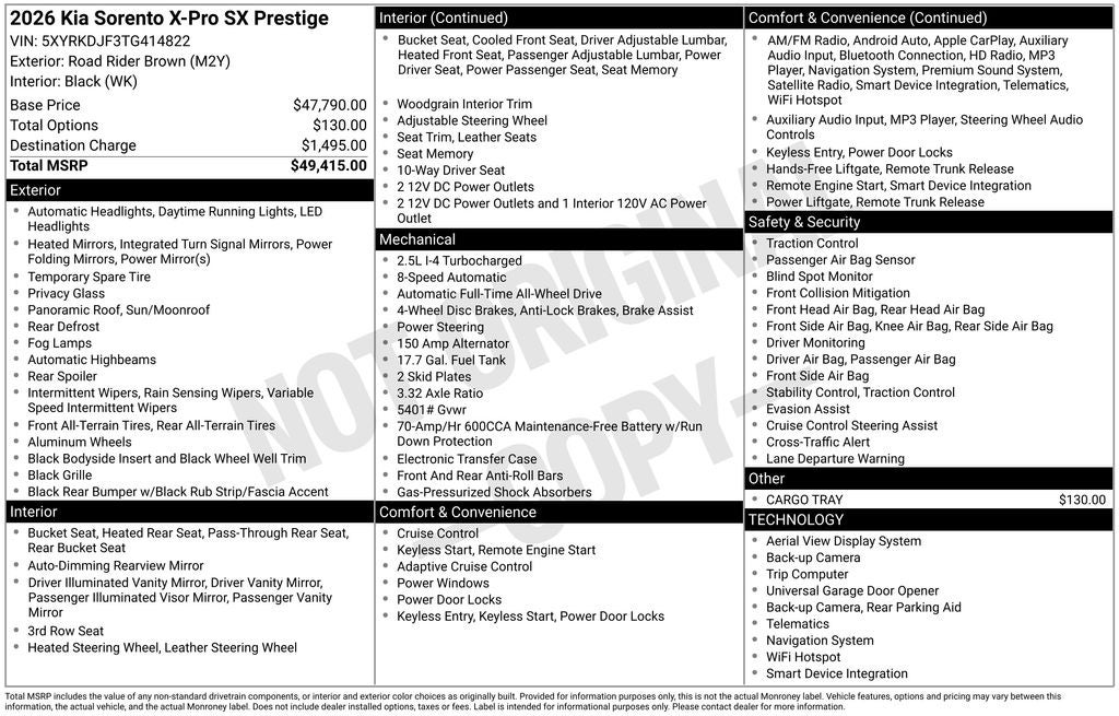 2026 Kia Sorento X-Pro SX Prestige