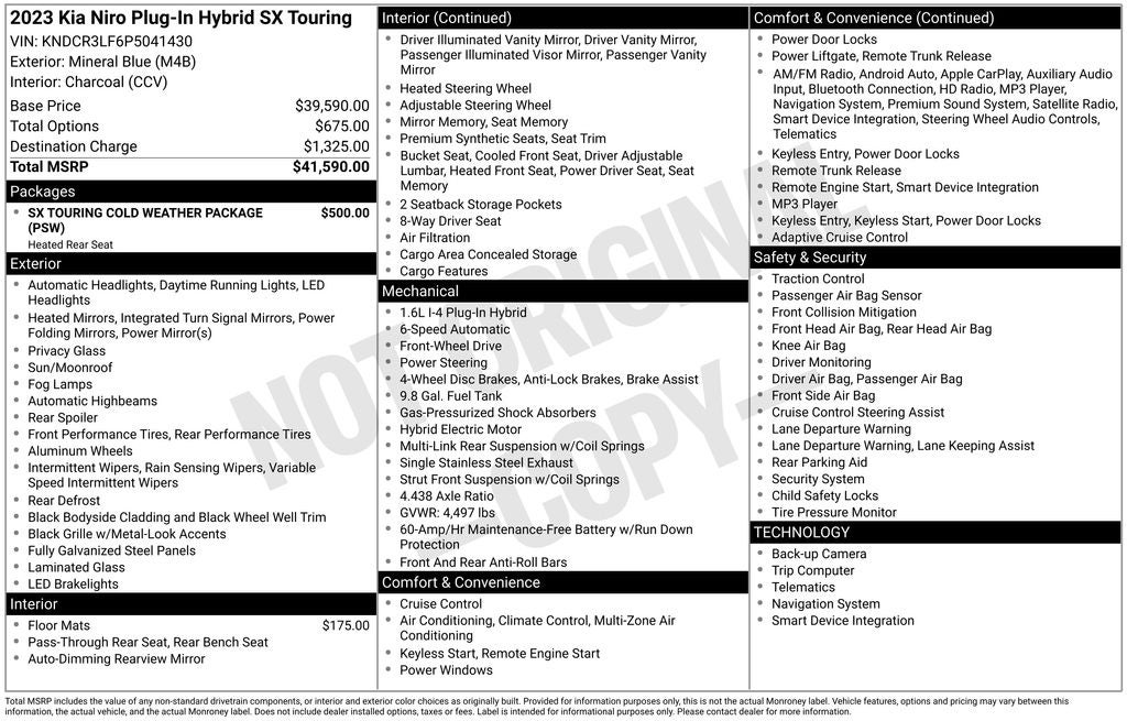 2023 Kia Niro Plug-In Hybrid SX