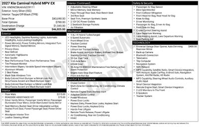 2027 Kia Carnival Hybrid EX