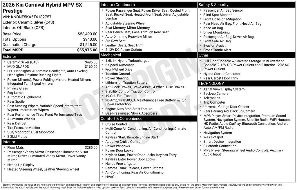 2026 Kia Carnival Hybrid SX Prestige