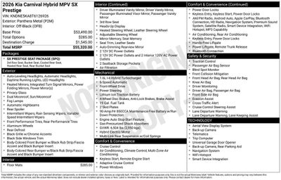 2026 Kia Carnival Hybrid SX Prestige