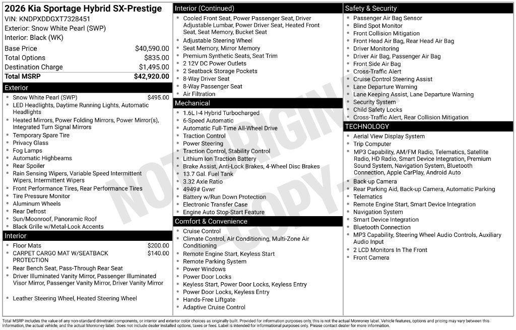 2026 Kia Sportage Hybrid SX-Prestige