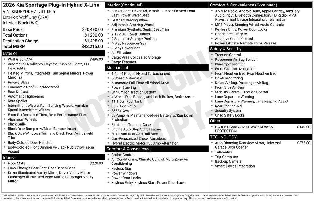 2026 Kia Sportage Plug-In Hybrid X-Line