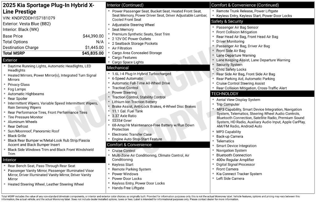 2025 Kia Sportage Plug-In Hybrid X-Line Prestige