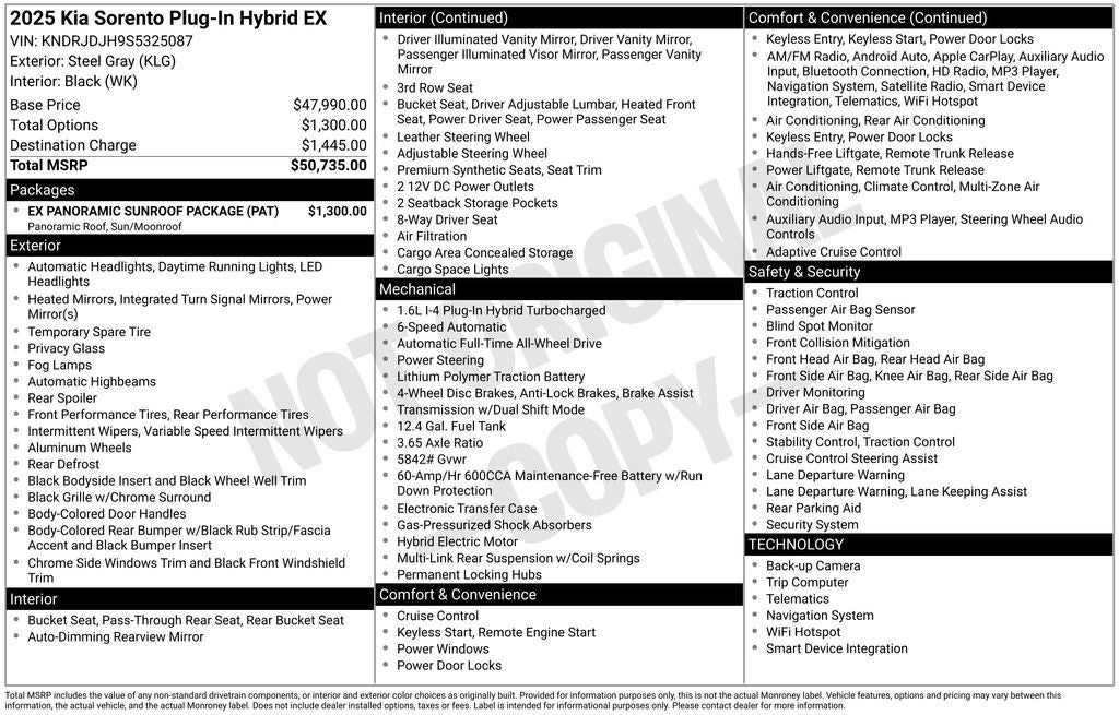 2025 Kia Sorento Plug-In Hybrid EX