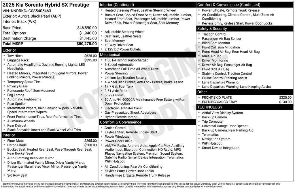 2025 Kia Sorento Hybrid SX Prestige