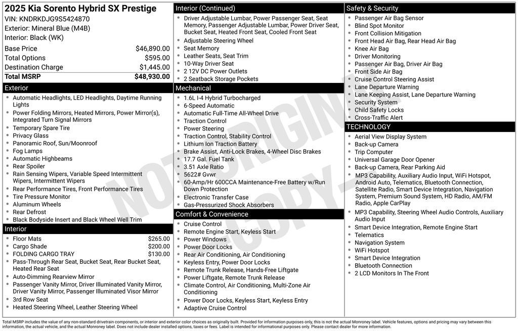2025 Kia Sorento Hybrid SX Prestige