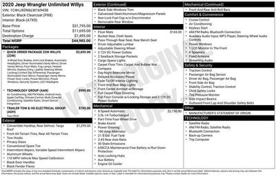 2020 Jeep Wrangler Unlimited Willys