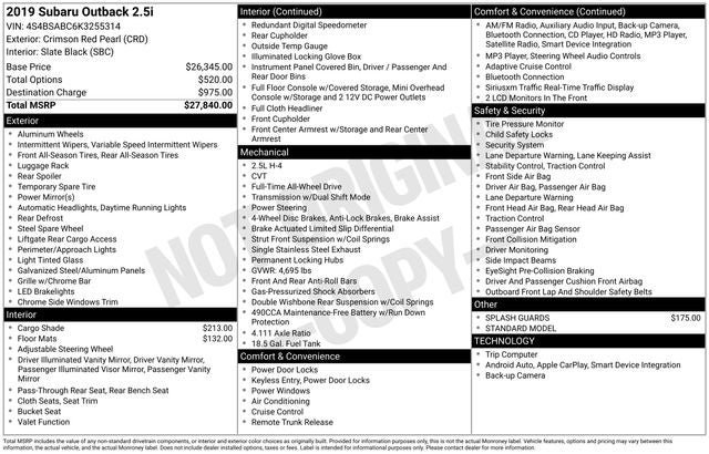 2019 Subaru Outback 2.5i