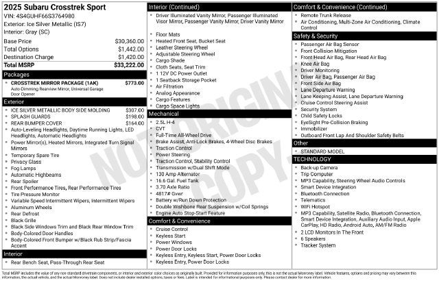 2025 Subaru Crosstrek Sport