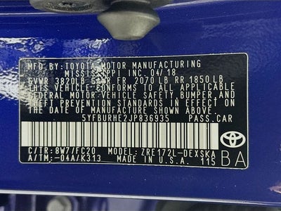 2018 Toyota Corolla SE