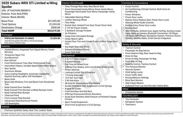 2020 Subaru WRX STi Limited