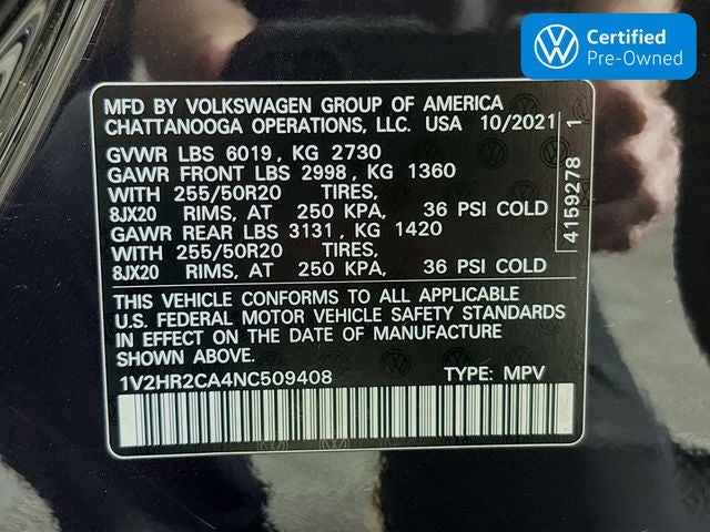 2022 Volkswagen Atlas 3.6L V6 SE w/Technology