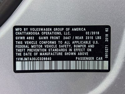 2018 Volkswagen Passat 3.6L V6 GT