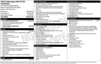 2023 Volkswagen Golf GTI 2.0T SE