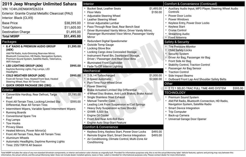 2019 Jeep Wrangler Unlimited Sahara 4x4