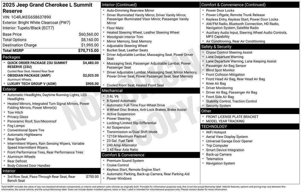 2025 Jeep Grand Cherokee L Summit Reserve 4x4