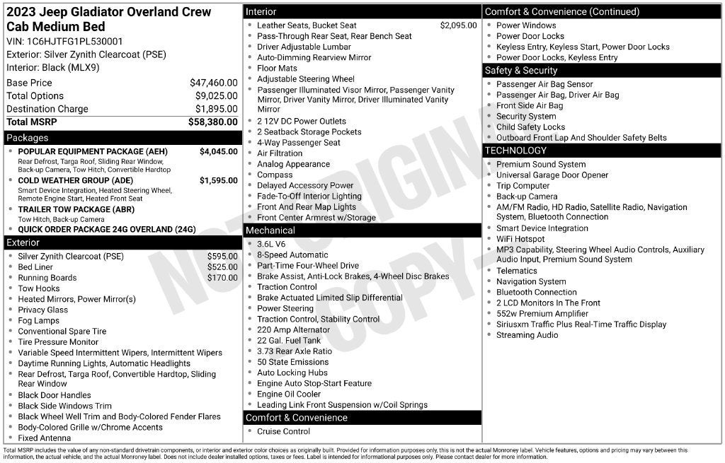 2023 Jeep Gladiator Overland 4x4