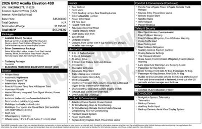 2026 GMC Acadia Elevation