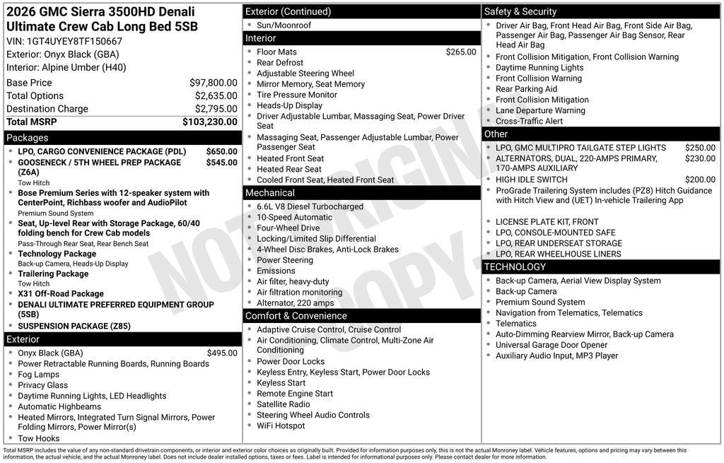 2026 GMC Sierra 3500 HD Denali Ultimate DRW