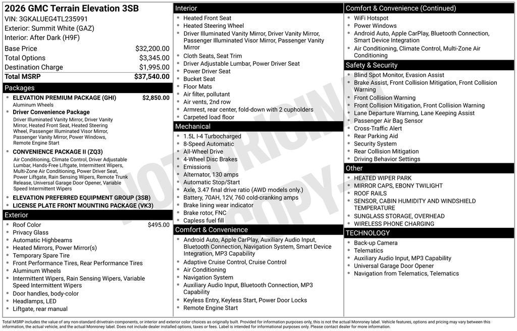 2026 GMC Terrain Elevation