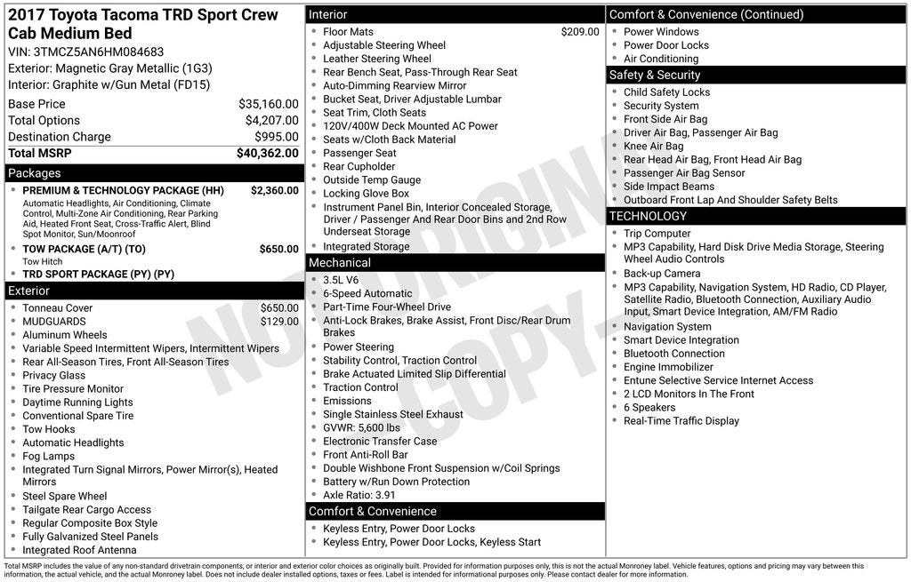 2017 Toyota Tacoma TRD Sport