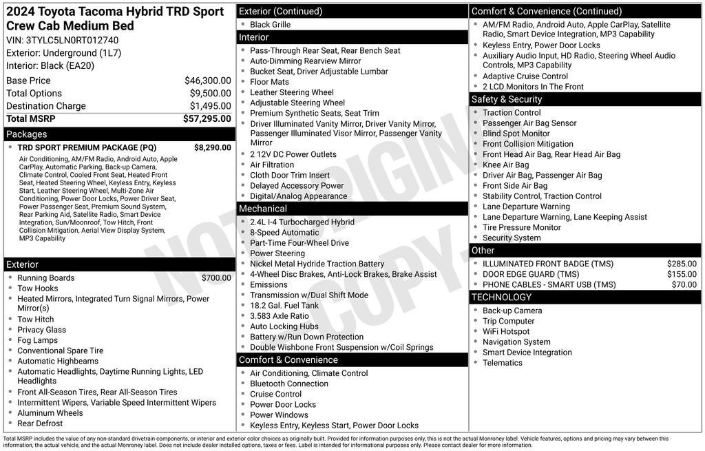 2024 Toyota Tacoma Hybrid TRD Sport 4WD