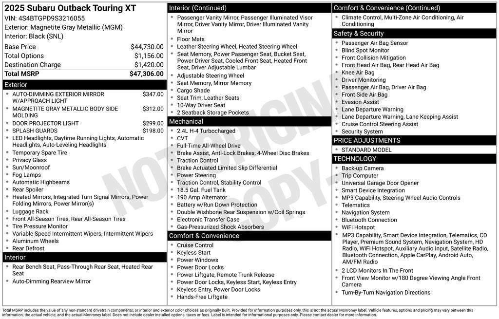 2025 Subaru Outback Touring XT