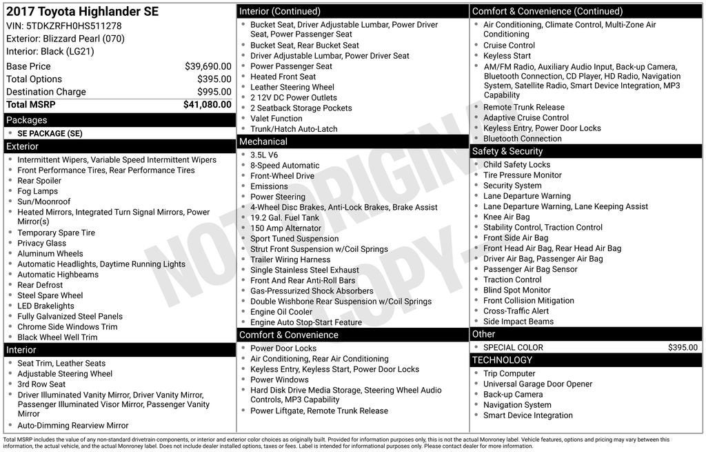 2017 Toyota Highlander SE