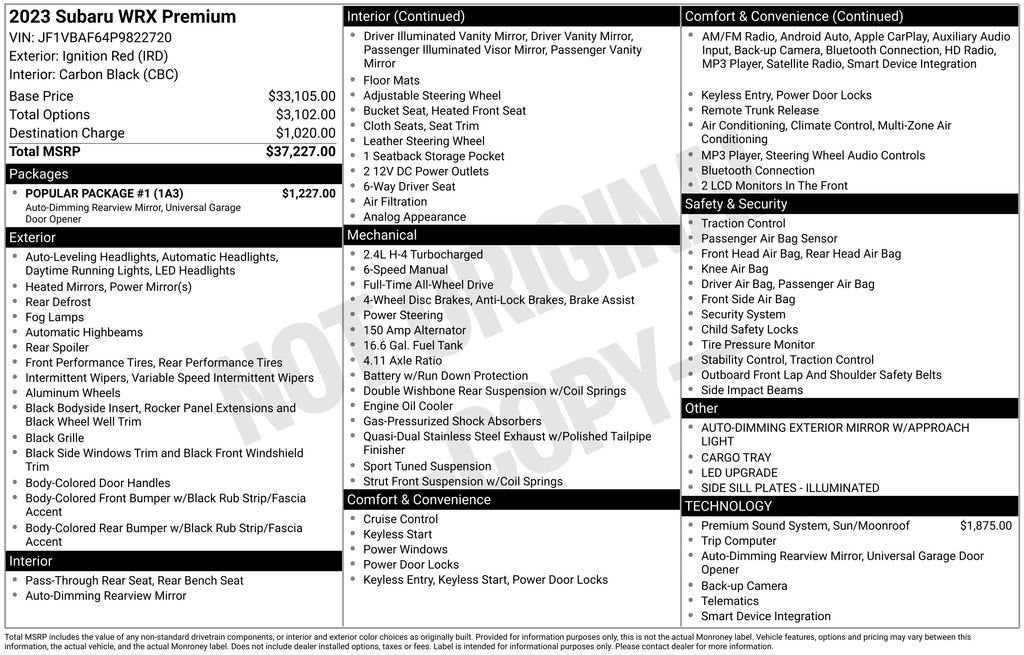 2023 Subaru WRX Premium