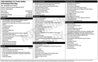 2025 Mazda Mazda3 Sedan 2.5 Turbo Premium Plus