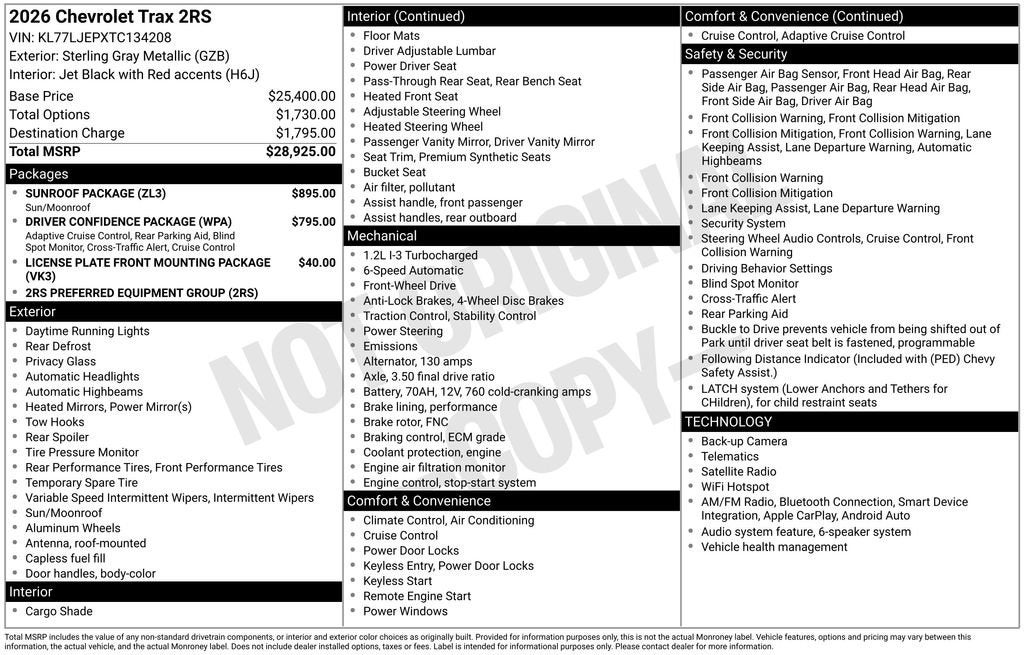 2026 Chevrolet Trax 2RS