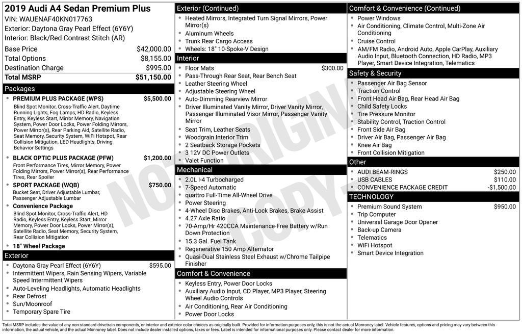 2019 Audi A4 Premium Plus